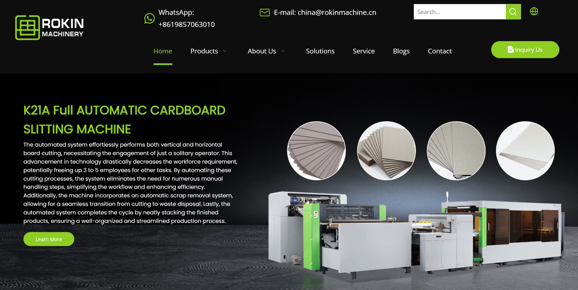 the homepage of ROKIN MACHINERY